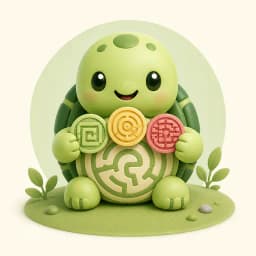 Maze Printables mascot holding easy, medium, and hard maze tokens
