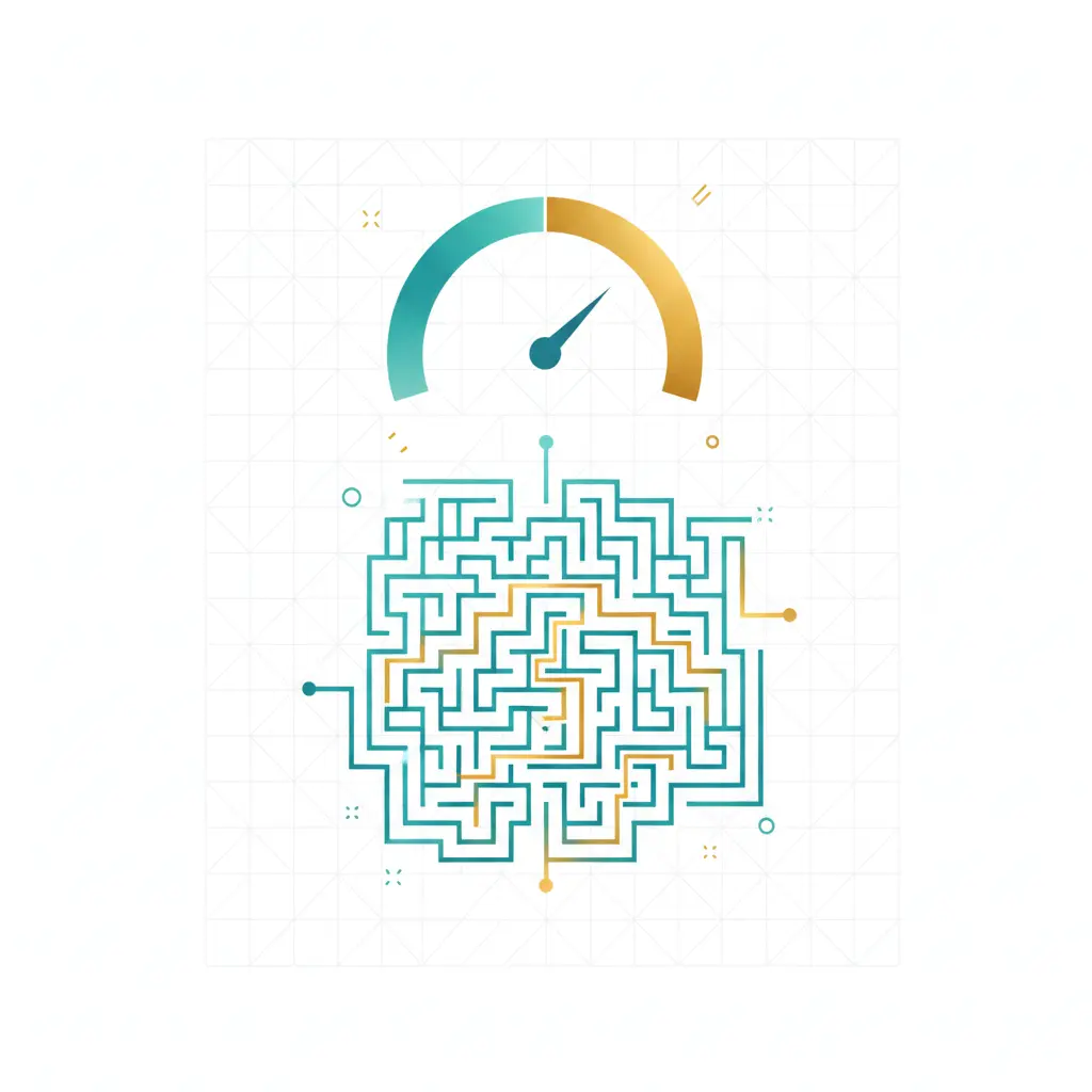 Maze with a difficulty gauge and highlighted path