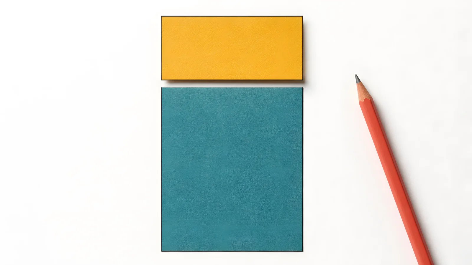 Geometric illustration of an upper section separated from a full-width rectangle.