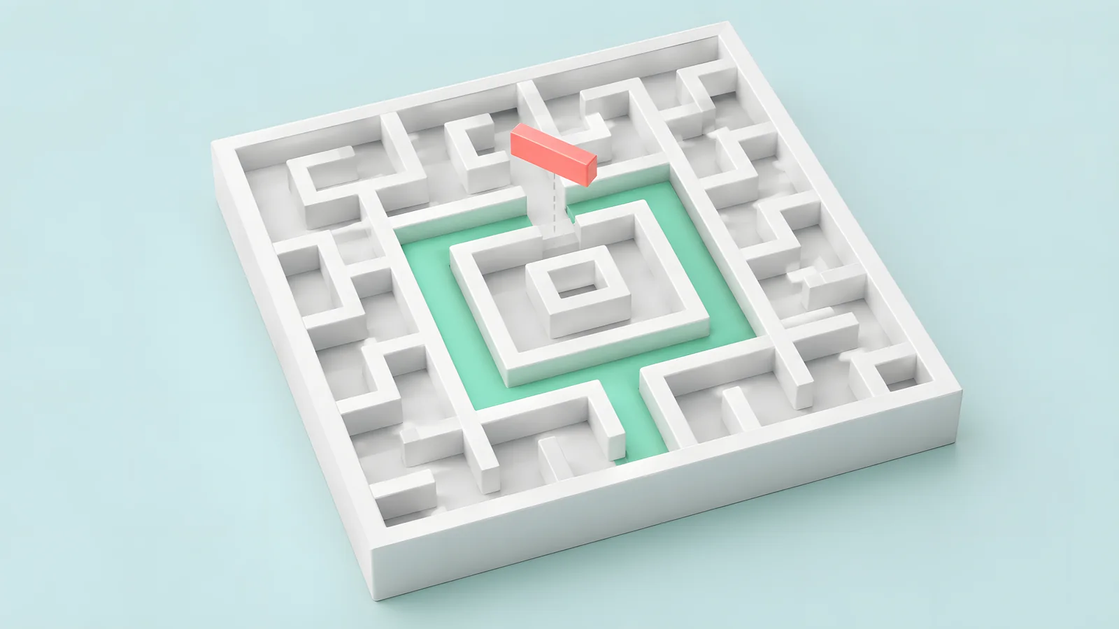 Wall-removal concept illustrating a new connection between neighboring passages.