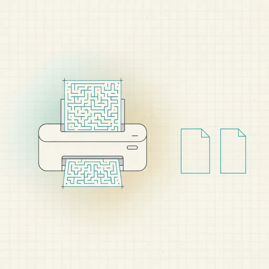 Printer and maze sheet with margin guides