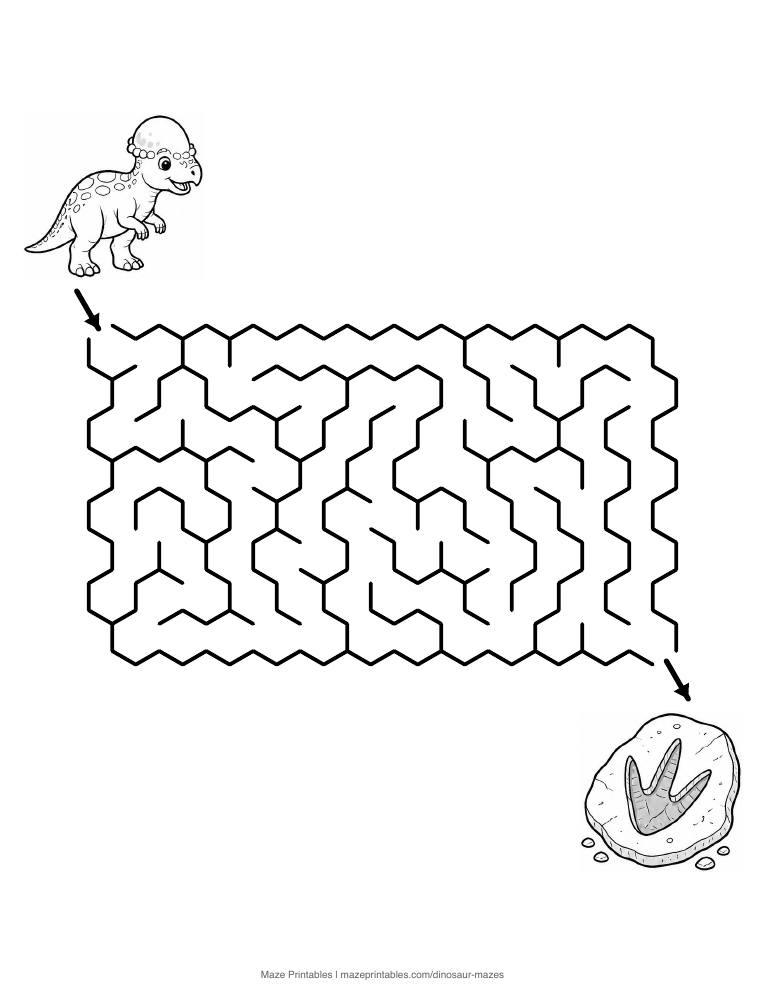 Preview of the Pachycephalosaurus Fossil Find printable PDF maze