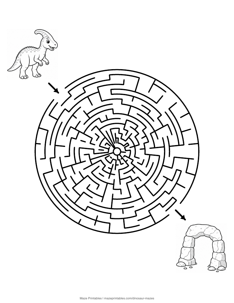 Preview of the Parasaurolophus Canyon Quest printable PDF maze